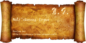 Nádassy Irma névjegykártya